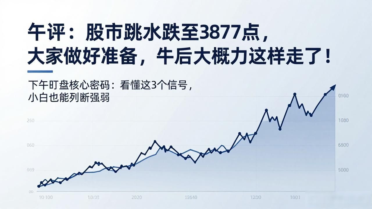 午评：股市跳水跌至3877点，大家做好准备，午后大概率这样走了！